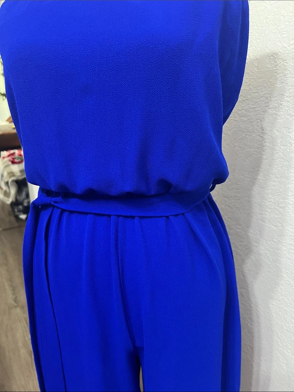 a'gaci Strapless Wide-Leg Jumpsuit in Cobalt Blue